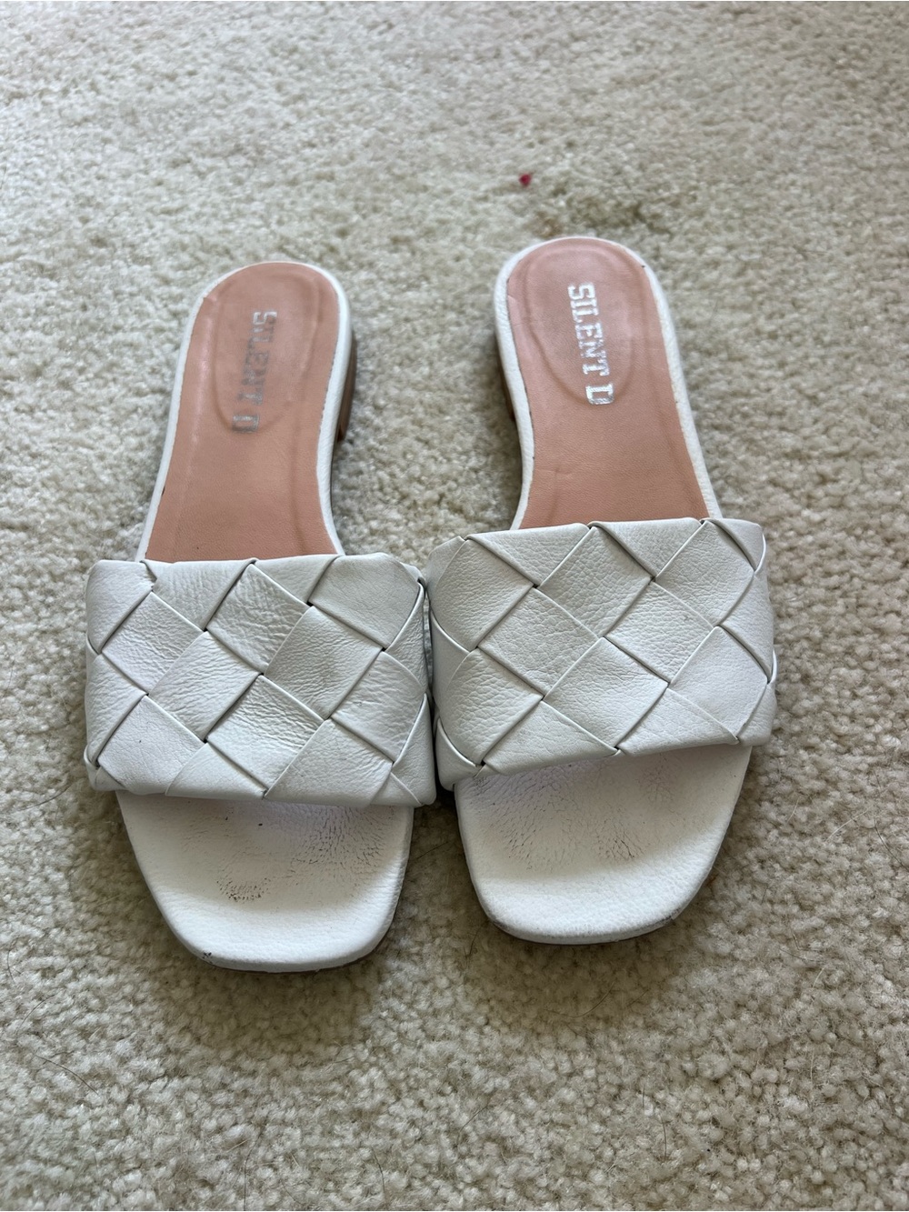 Anthropologie White Woven Slide Sandals